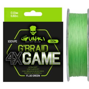 Pletená šnúra GUNKI G’Braid 4X Game, 150 m priemer 0,12 mm, nosnosť 6,82 kg