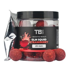 Dipované boilie TB Baits Boosted GLM Squid Strawberry, 120 g priemer 20 mm
