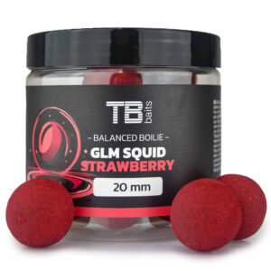 Vyvážené boilie TB Baits Balanced GLM Squid Strawberry + atraktor priemer 20 mm