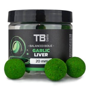 Vyvážené boilie TB Baits Balanced Garlic Liver + atraktor priemer 24 mm
