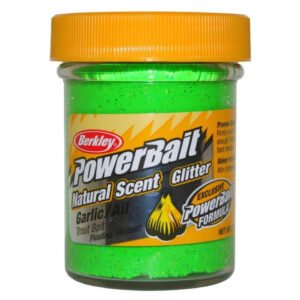 BERKLEY PowerBait Natural Glitter Trout Dough Spring Green, Garlic